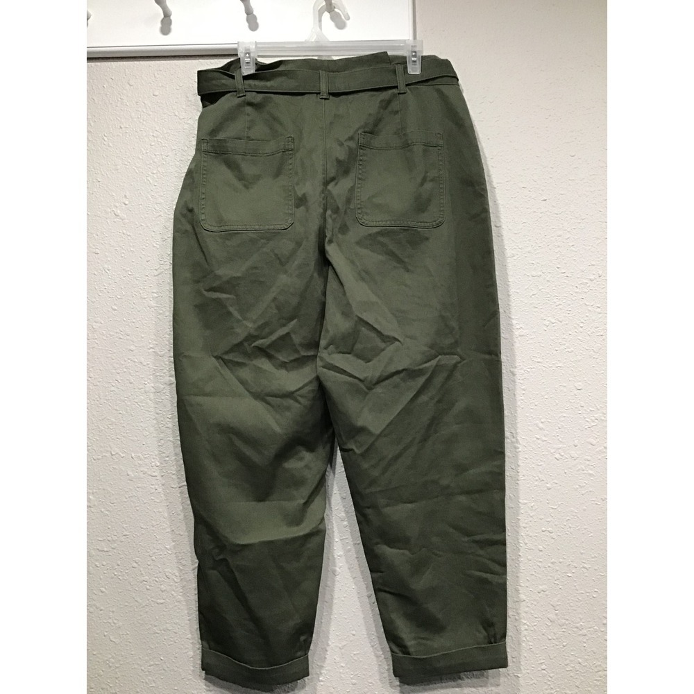 NWT Banana Republic High Rise Tie Waist Barrel Pants 14 Olive Minimalist Utility - Picture 7 of 7